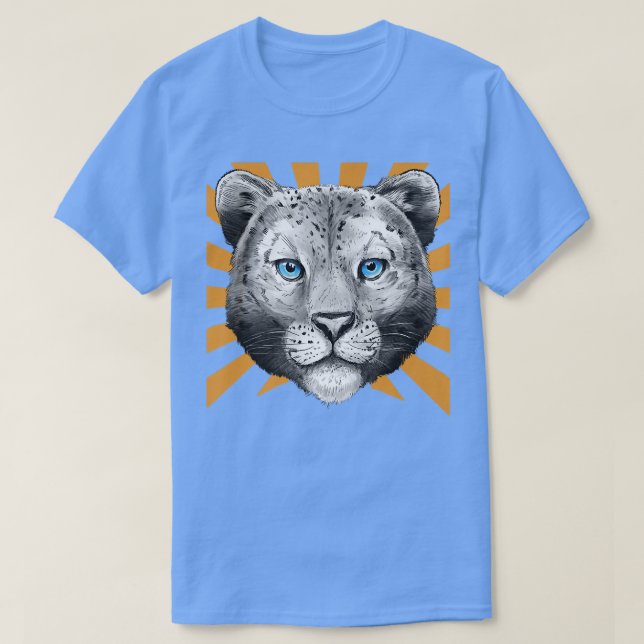Blue Eyes Snow Leopard  T-Shirt (Design Front)