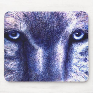 Blue Eyes Wolf Mouse Pad