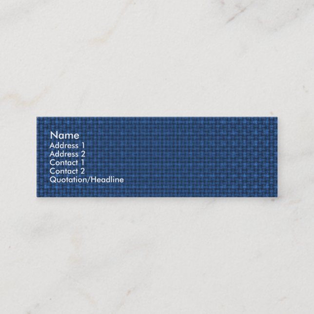 Blue Fabric Texture Mini Business Card (Front)