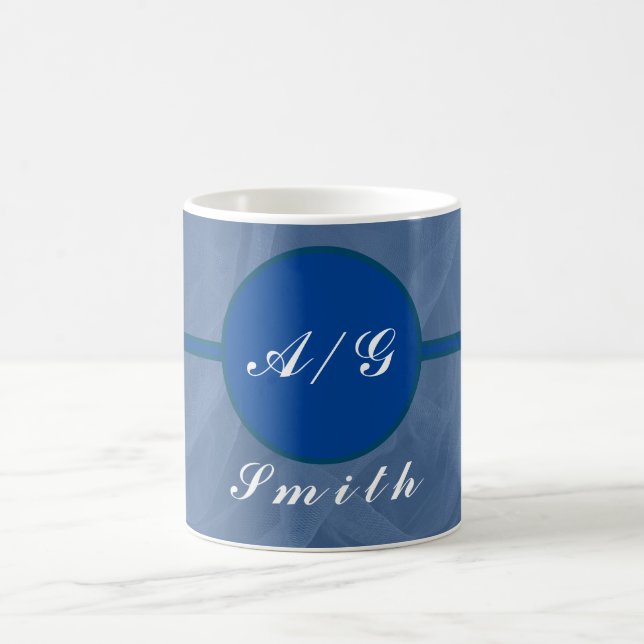 Blue fabric textured print-any colour coffee mug (Center)