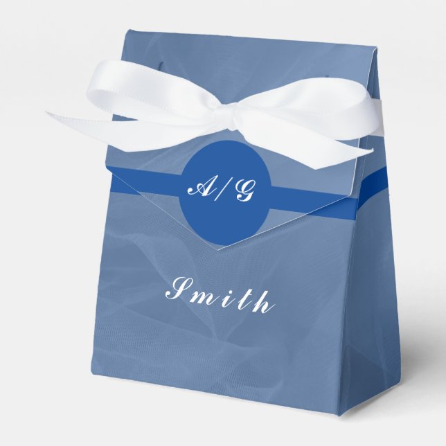 Blue Fabric Textured Print - Any colour Favour Box (Front Side)