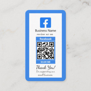 Blue Facebook Review Business Card With QR Code 