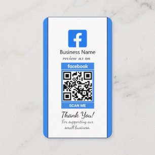 Blue Facebook Review Business Card With QR Code 
