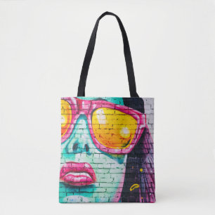 blue faced full hearted tote bag
