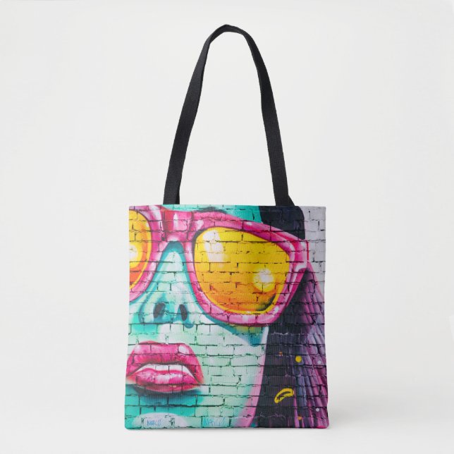 blue faced full hearted tote bag (Front)