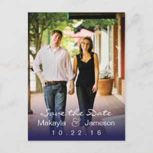 Blue Fade Photo Save the Date Postcard