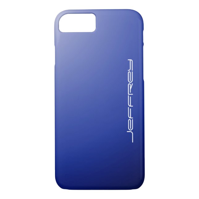 Blue Fade & White, Personalized Name, Minimalist  Case-Mate iPhone Case (Back)