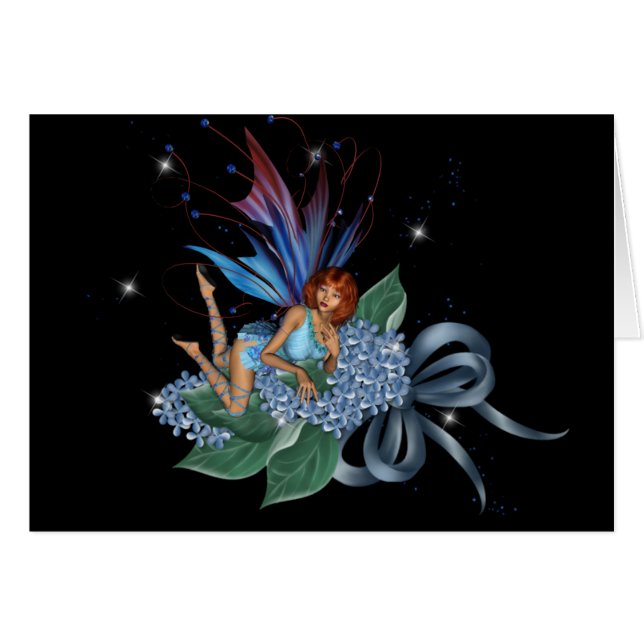 Blue Fae on Blue Flowers Design 1 (Front Horizontal)