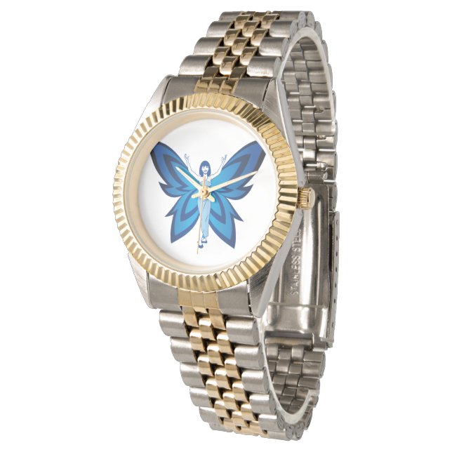 Blue Faery women's 2-tone bracelet watch (Angled)
