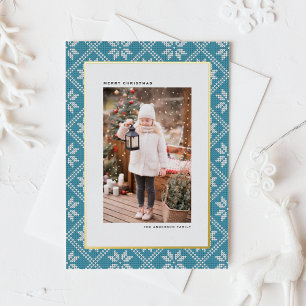 Blue Fair Isle Knit Pattern Photo Christmas