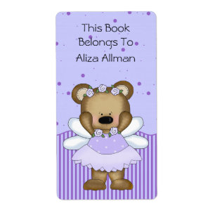 Blue Fairy Bear Bookplate Label