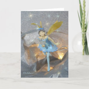 Blue fairy colourful stars holiday card