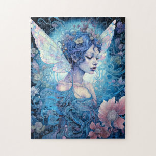 Blue Fairy Fantasy Art Jigsaw Puzzle