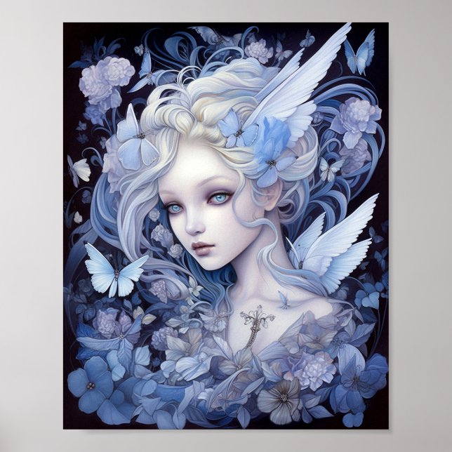 Blue Fairy Fantasy Art Poster (Front)