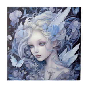 Blue Fairy Fantasy Art Tile