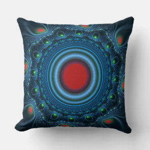 Blue fairy fractal ornate pattern cushion