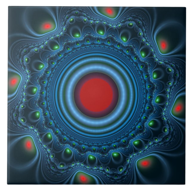 Blue fairy fractal ornate pattern tile (Front)