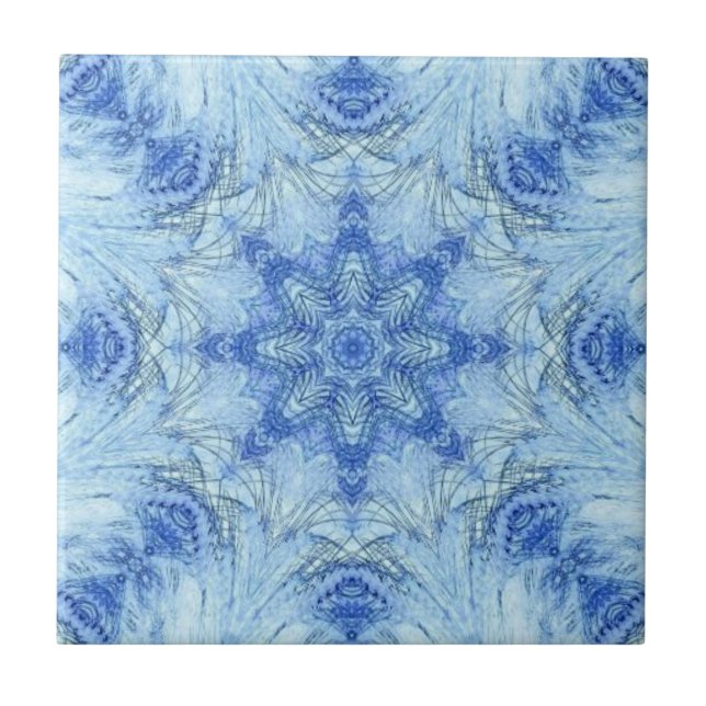 Blue fairy hair geometric art  tile (Front)