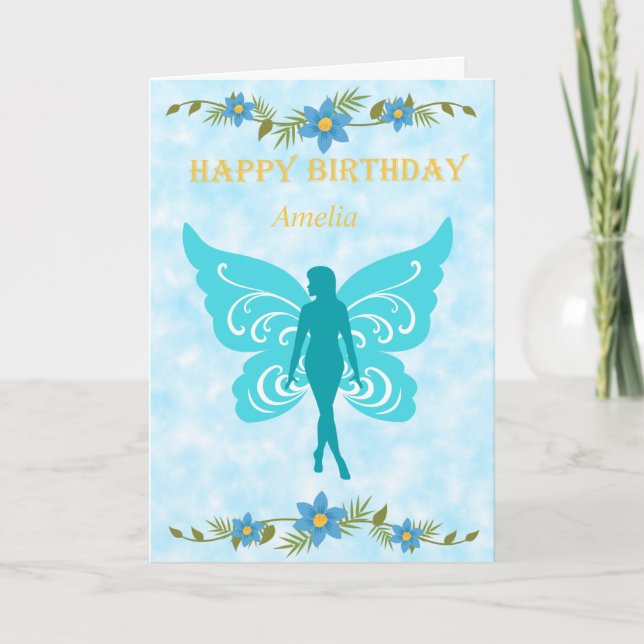 Blue Fairy Happy Birthday Card (Front)