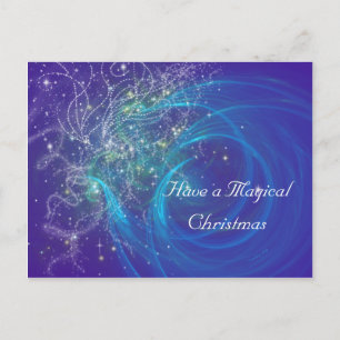 BLUE FAIRY LIGHTS HOLIDAY POSTCARD