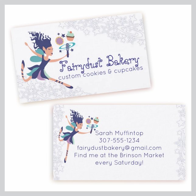 Blue fairy magic whisk cookie cupcake bakery business card (Creator Uploaded)