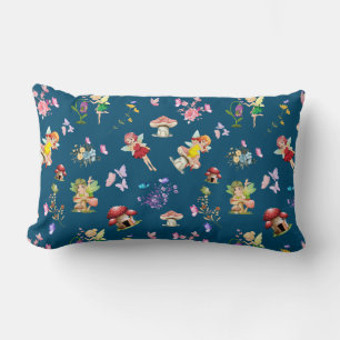 Blue Fairy Mushroom House Themed Lumbar Cushion