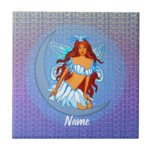 Blue Fairy Night Moon  Tile