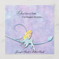 Blue Fairy on Purple Watercolor Wedding Invitation