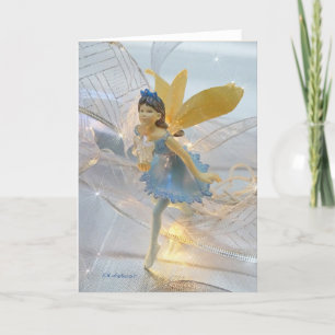 Blue fairy running1 holiday card