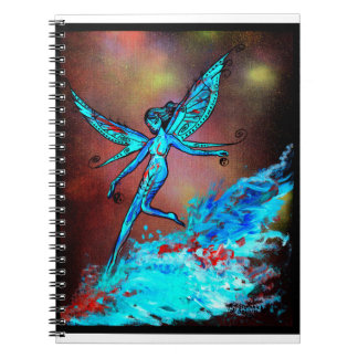 blue fairy water mermaid butterfly wings girl lady notebook