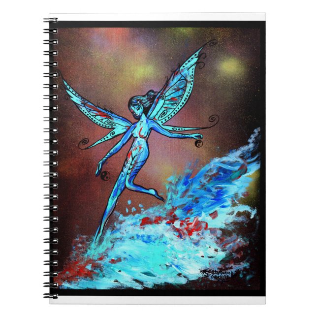 blue fairy water mermaid butterfly wings girl lady notebook (Front)