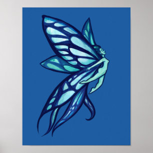 Blue Fairy Wings Faeries Art                       Poster