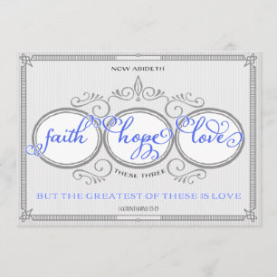 Blue Faith Hope Love Wedding Invitation