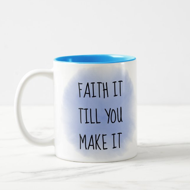 Blue Faith It Two-Tone Coffee Mug (Left)