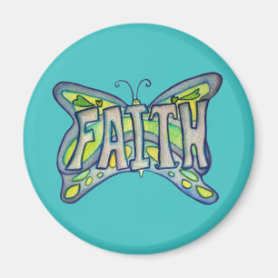 Blue Faith Word Art Butterfly Custom Magnet