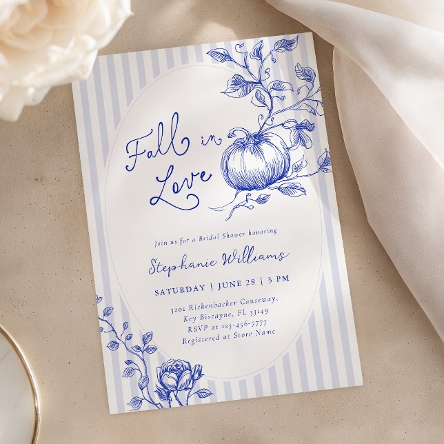 Blue Fall in Love Bridal Shower Invitation (Creator Uploaded)
