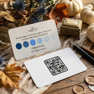 Blue Fall Wedding Attire Dress Code Palette QR Cod Enclosure Card