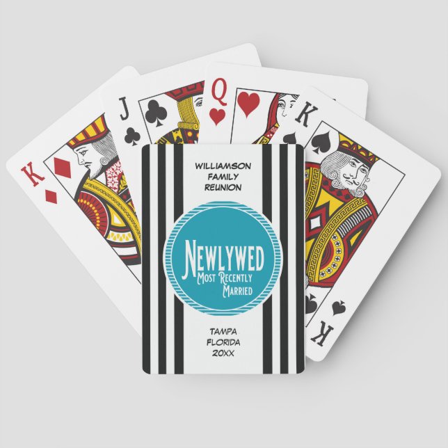 Blue Family Reunion Award Newlywed Newly Married Playing Cards (Back)