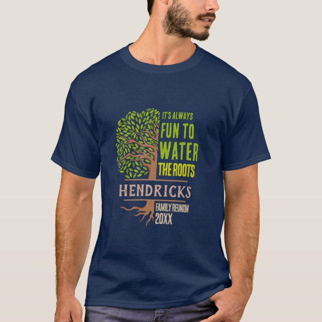 Blue Family Tree themed custom Family Reunion T-Sh T-Shirt (Front)