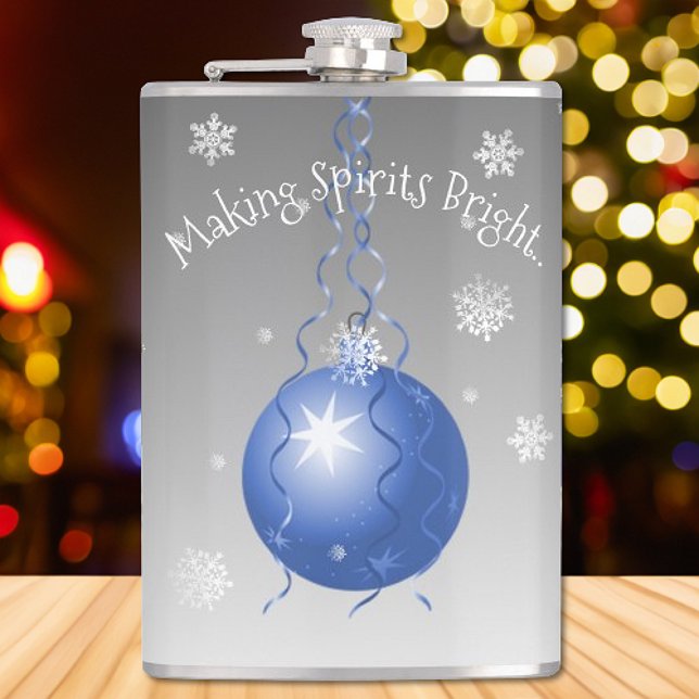 Blue Fancy Christmas Ornament Flask (Blue Fancy Christmas Ornament Flask)