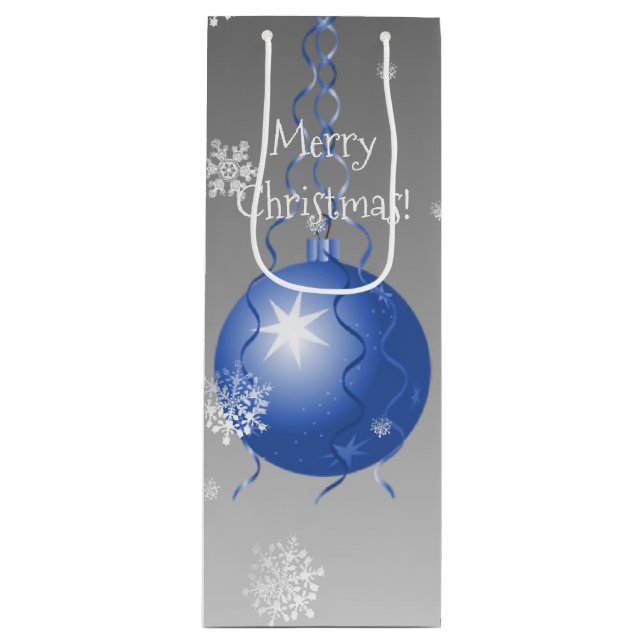 Blue Fancy Christmas Ornament Gift Bag (Front)