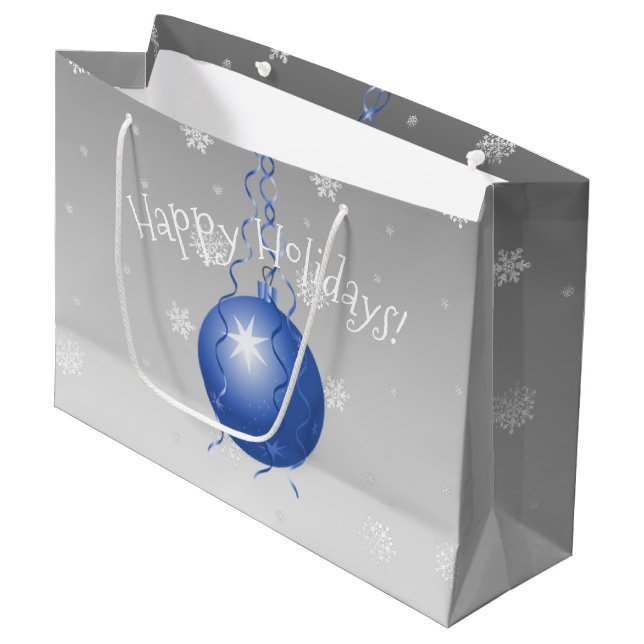 Blue Fancy Christmas Ornament Gift Bag (Front Angled)