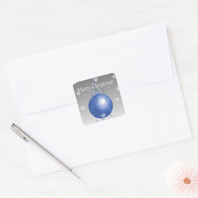 Blue Fancy Christmas Ornament Sticker (Envelope)