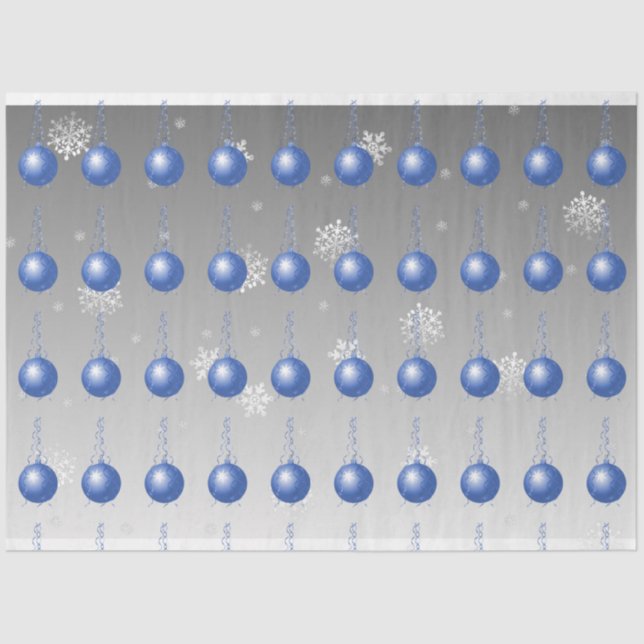 Blue Fancy Christmas Ornament Tissue Paper (Front)