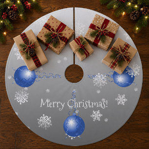 Blue Fancy Christmas Ornament Tree Skirt