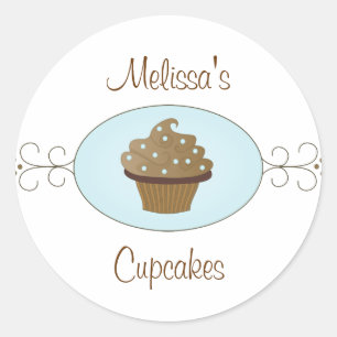 Blue Fancy Cupcakes Classic Round Sticker