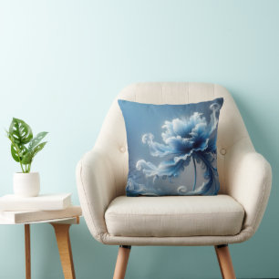 Blue Fancy Fantasy Flower Cushion