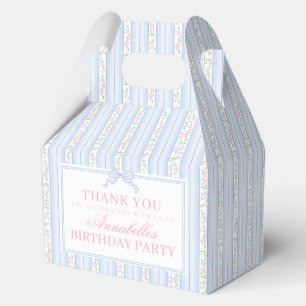 Blue Fancy Floral Birthday Party Gable Favor Favour Box
