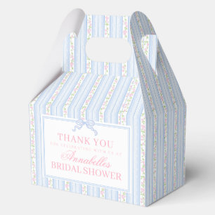 Blue Fancy Floral Bridal Shower Gable Favor Favour Box