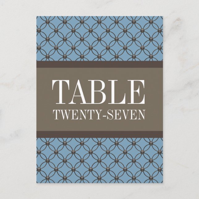 Blue Fancy Lattice Table Number Postcard (Front)